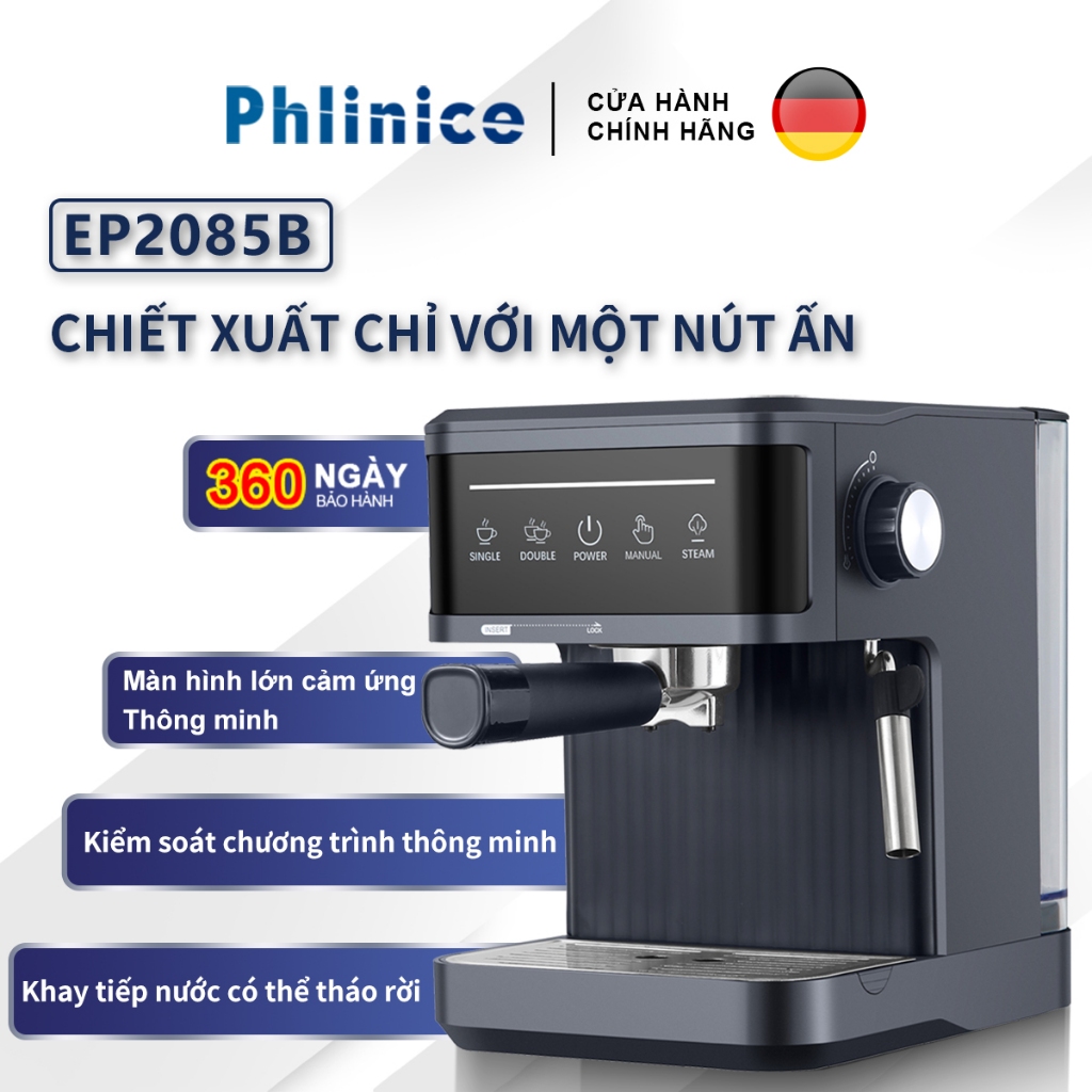 Máy pha cà phê inox không gỉ đánh sữa, màn cảm ứng thông minh lực chảy Máy Pha Cà Phê Mini Cho Gia Đình, Văn Phòng