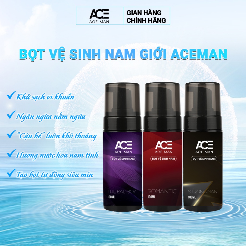 Bọt vệ sinh nam giới ACEMAN 100ML hương nước hoa nam tính 3 style chiết xuất từ thiên nhiên