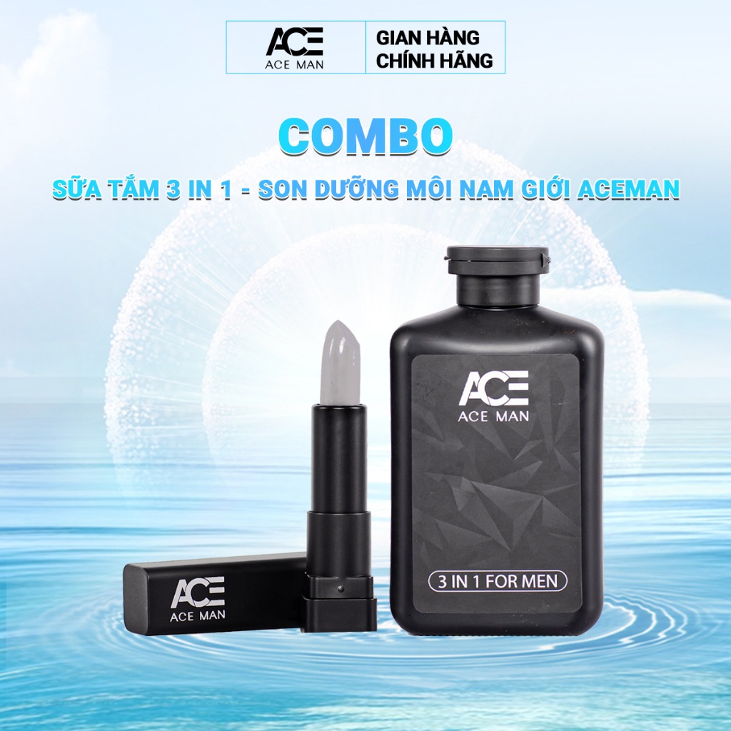 COMBO son dưỡng môi nam giới & Sữa tắm ACEMAN hương nước hoa 3in1 cho nam giới 320ml