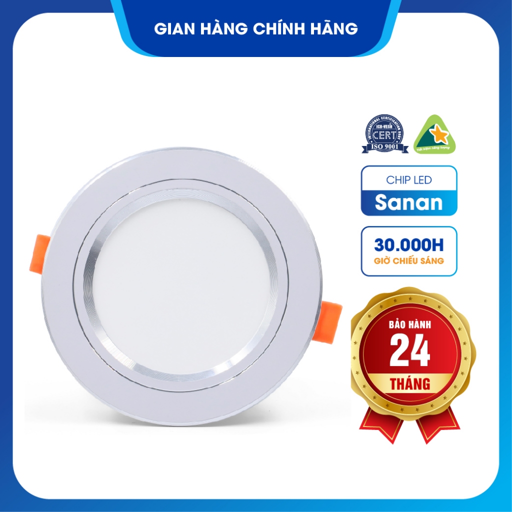 Đèn LED âm trần đế thường VIANCO VAT 7W  - đổi màu