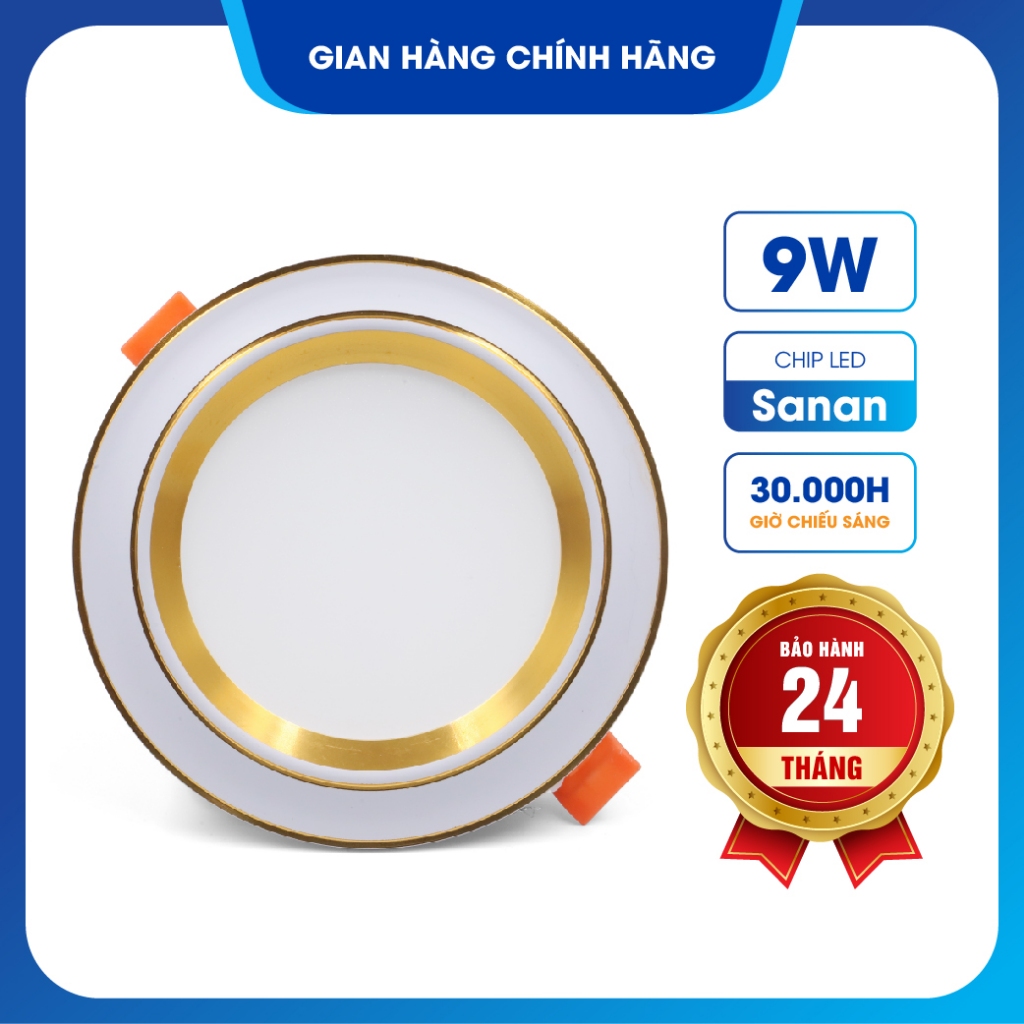 Đèn LED âm trần Vianco VAT đế Đúc thân nhôm vành cong - đổi màu