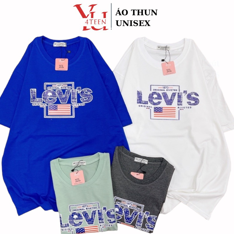 Áo Thun Phông NAM NỮ Tay Ngắn UNISEX in Decal LOGO LE-VIS - Hình chụp thật (Đủ size M-L-XL-XXL BIGSIZE) - Số đo ở cuối