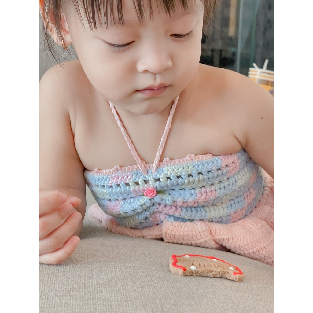 Áo croptop len handmade Rose vibe