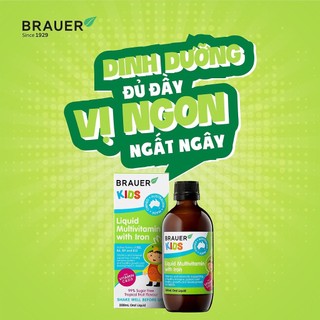 Siro BRAUER Liquid Iron with Vitamin B - Bổ sung Sắt & vitamin cho trẻ từ 3 tuổi (200ml) quatangme