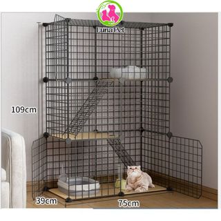 Chuồng mèo 3 tầng 2 tầng giá rẻ đẹp,lắp ghép đa năng đơn giản với lưới sắt sơn tĩnh điện