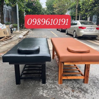 Giường spa chân gỗ thịt, giường massage body, giường massage khung gỗ chắc chắn [Đặt theo yêu cầu]