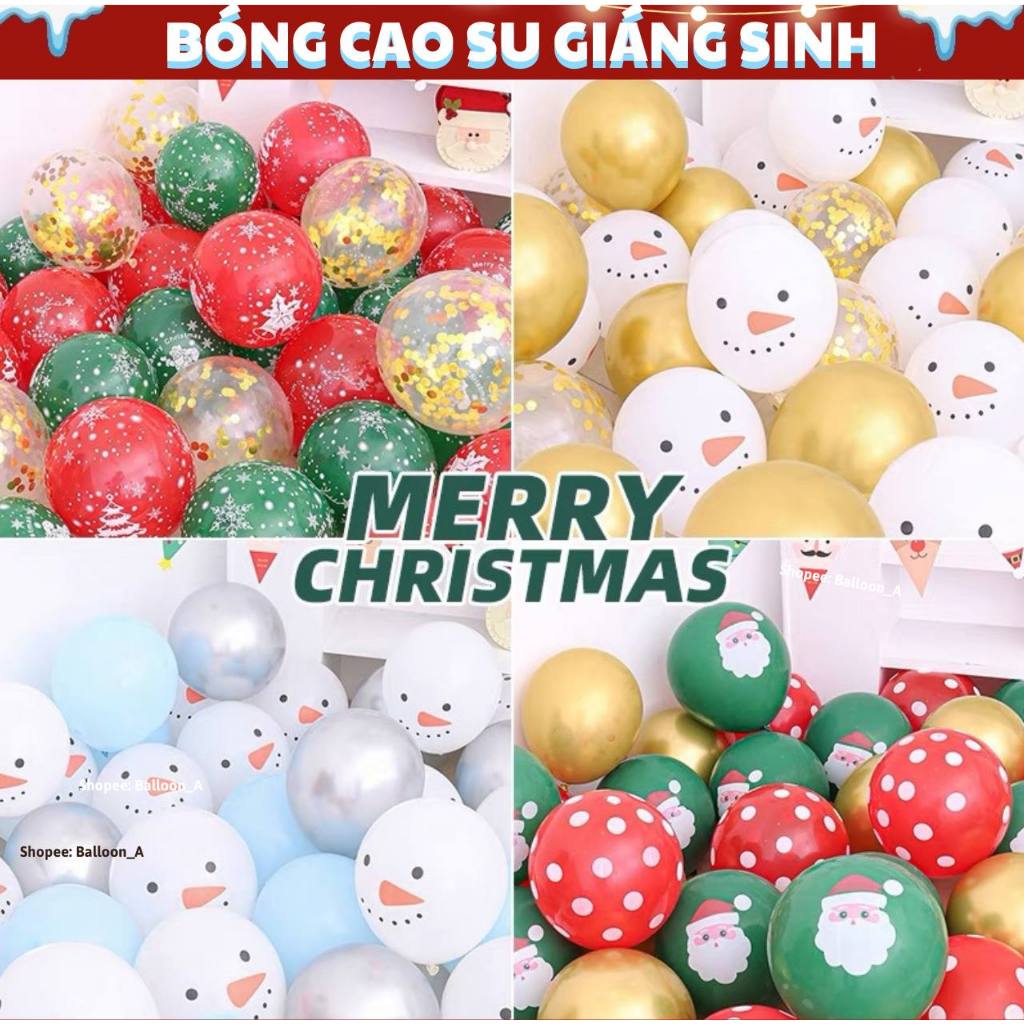 Bong Bóng Bay Cao Su Trang Trí Noel Trang Trí Giáng Sinh Merry Christmas In Ông Già Noel,Cây Thông,Tuần Lộc - BalloonA