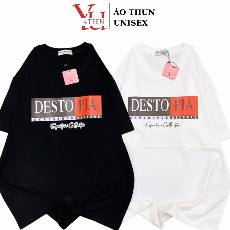 Áo Thun PHÔNG NAM NỮ Tay Ngắn UNISEX IN DECAL CHỮ DESTO - Hình chụp thật (Đủ size M-L-XL-XXL BIGSIZE)