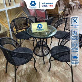 Bộ bàn ghế phòng ăn phòng khách cafe giả mây FutureChoice khung thép sang trọng cao cấp bảo hành 24 tháng / HCM