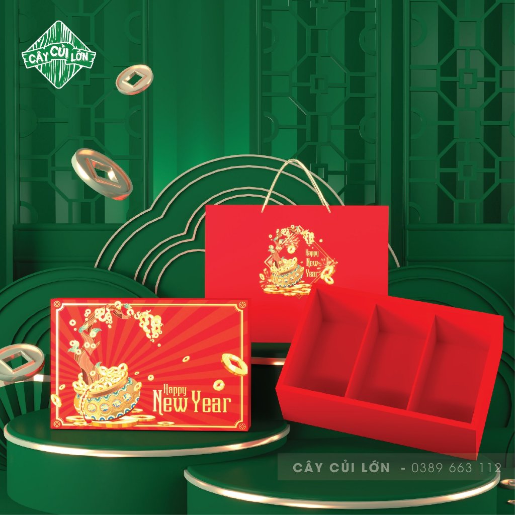 BỘ HỘP TẾT KIM TÀI 3 NGĂN