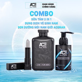 COMBO 3 sản phẩm 1 chai Sữa tắm 320ml & 1 chai DDVS 100ml & 1 thỏi Son dưỡng ACEMAN cho nam giới