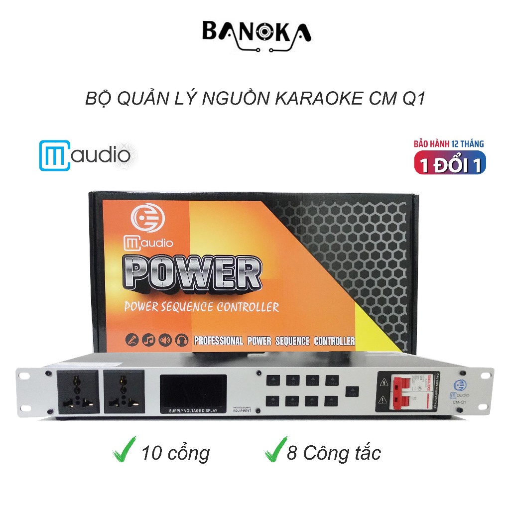 Quản lý nguồn CM Q1 2023 -Với 10 Ổ cắm Có nút tắt riêng cho từng ổ-Hàng Chính hãng CM-DÙNG CHO BỘ DÀN KARAOKE
