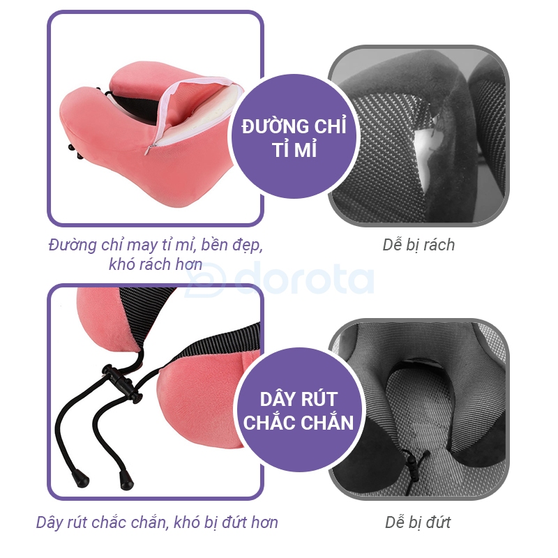 Gối kê cổ chữ U công thái học đi du lịch đi xa đa năng chống đau mỏi cổ ngồi làm việc DOROGO - GCU