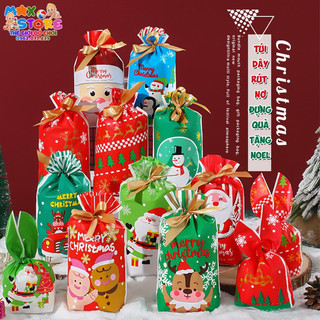 Túi Dây Rút Nơ Đựng Bánh Kẹo Quà Tặng Giáng Sinh/Năm Mới Hình Bông Tuyết/ Ông già Noel/Cây thông/Ginger bread