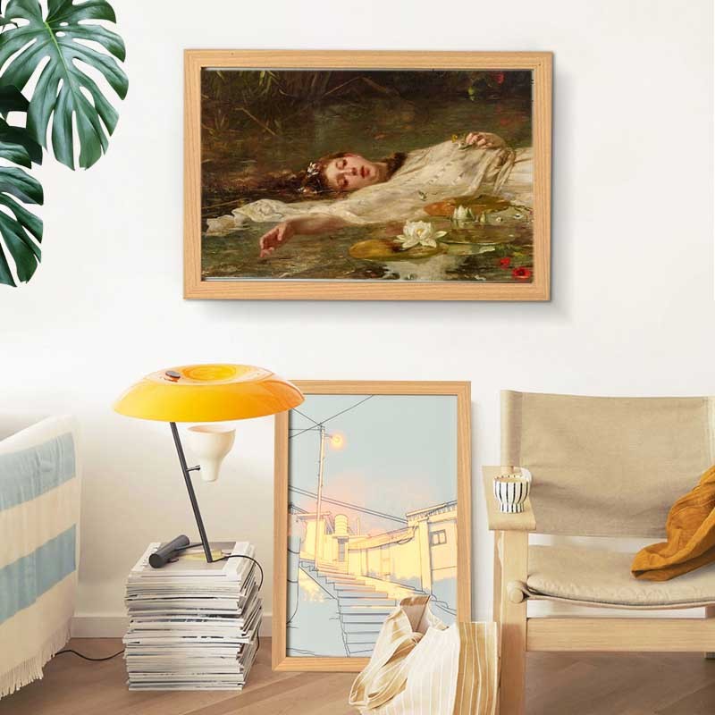 Tranh Canvas vintage nàng thơ phong cách Bắc Âu, Cổ Điển, trang trí phòng khách, phòng ngủ, phòng ăn, đã kèm khung