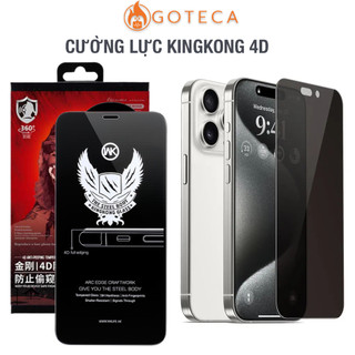 Kính cường lực Kingkong chống nhìn trộm iphone 14 Pro max 13promax 12Pro max 15Promax 11 14Plus X Xsmax Xr 8Plus [WK 4D]