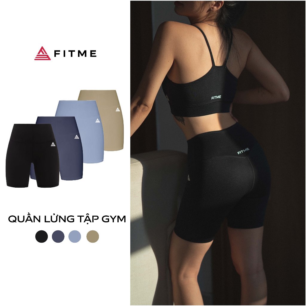 Quần tập gym yoga lửng Fitme legging nữ vải thun biker 2 lớp cạp cao tôn dáng bigsize QLTG