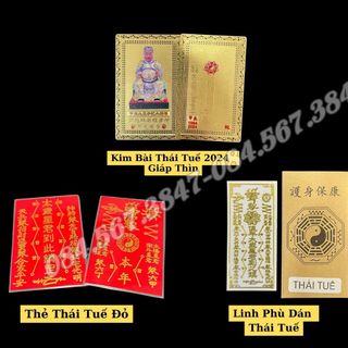 Combo 3 món giải hạn thái tuế : kim bài thái tuế-thẻ thái tuế đỏ-linh phù thái tuế