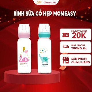 Bình Sữa Cổ Hẹp Momeasy 240ml Họa Tiết Con Vật Đáng Yêu Cho Bé 44612