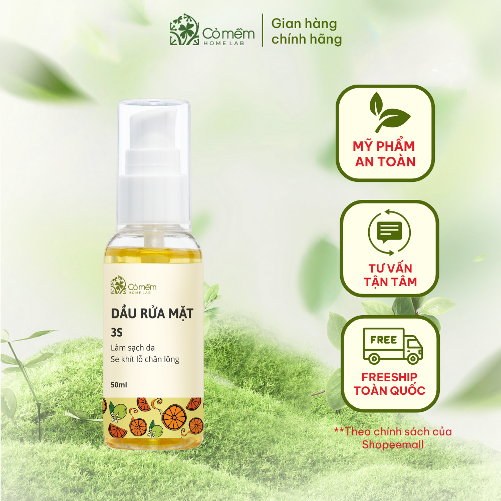 Dầu Tẩy Trang Rửa Mặt 3S Thiên Nhiên Giúp Sạch Sâu Se Khít Lỗ Chân Lông Cỏ Mềm 50ml