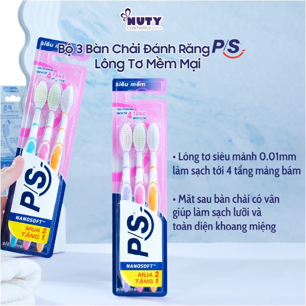 Bàn Chải Đánh Răng P S Detox Sáng Răng Baking Soda&Silver Charcoal 1 cây