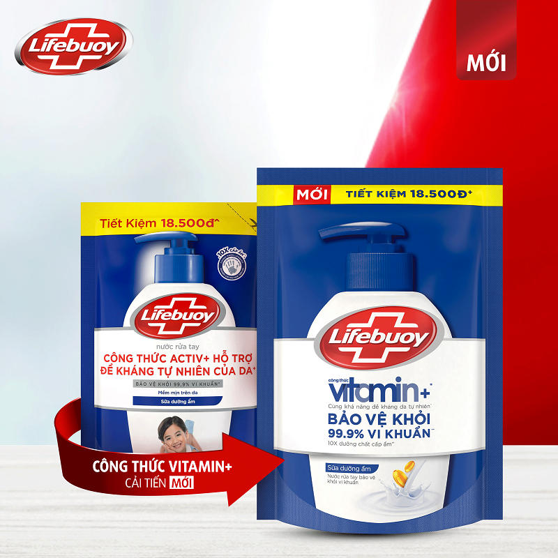 Nước Rửa Tay Lifebuoy Vitamin+ Combo 2 túi 400g