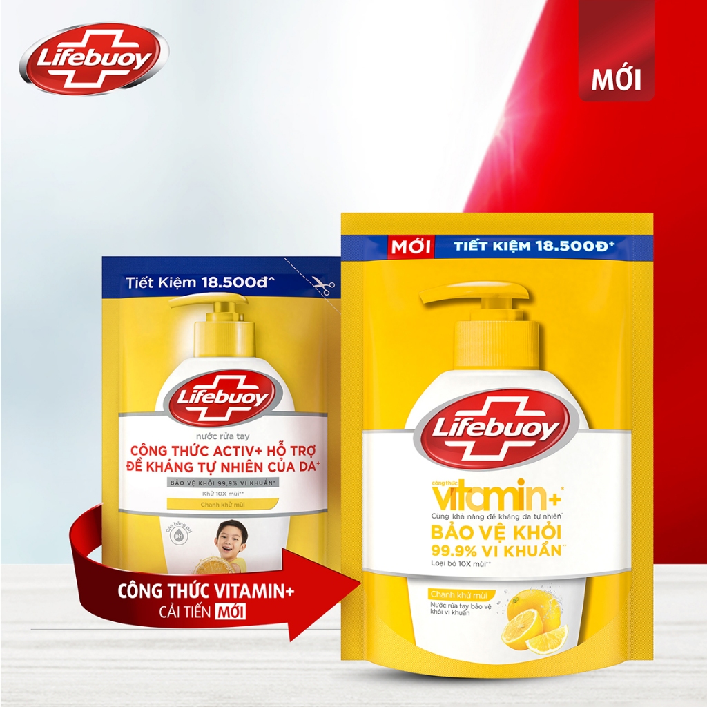 Nước Rửa Tay Lifebuoy Vitamin+ Combo 2 túi 400g