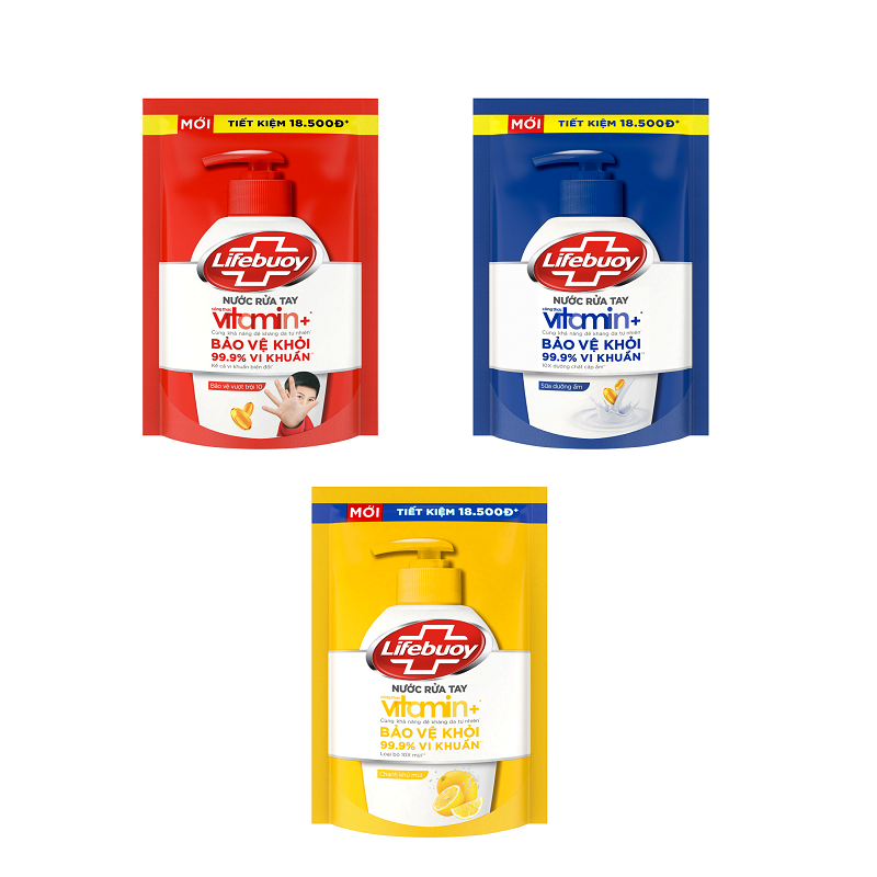 Nước Rửa Tay Lifebuoy Vitamin+ Combo 2 túi 400g