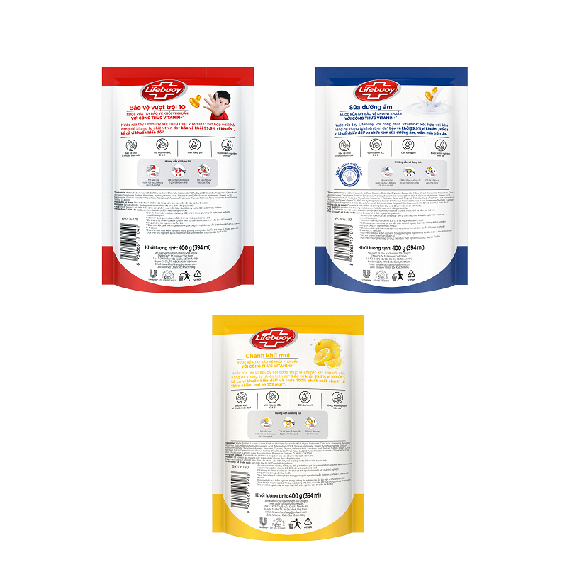Nước Rửa Tay Lifebuoy Vitamin+ Combo 2 túi 400g