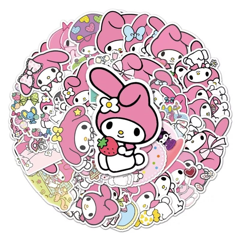 Combo 50 Sticker Kuromi chống nước sticker dán laptop, điện thoại, đàn guitar, mũ bảo hiểm cho bé