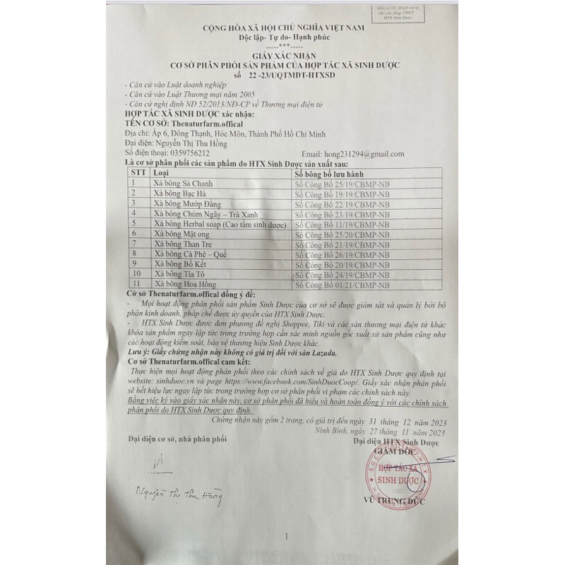 Xà bông thiên nhiên sinh dược HTXSD