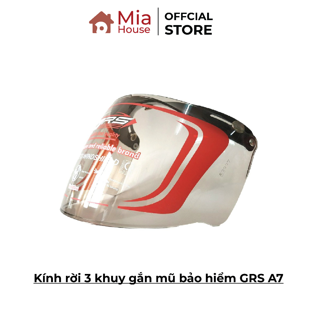 Kính rời 3 khuy gắn mũ bảo hiểm GRS A7