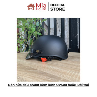 Nón nửa đầu phượt kèm kính UV400 hoặc lưỡi trai