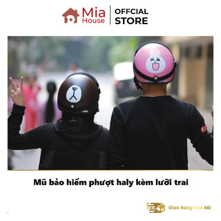 Mũ bảo hiểm phượt haly kèm lưỡi trai kiểu dáng đơn giản, thích hợp đi làm đi chơi trong phố