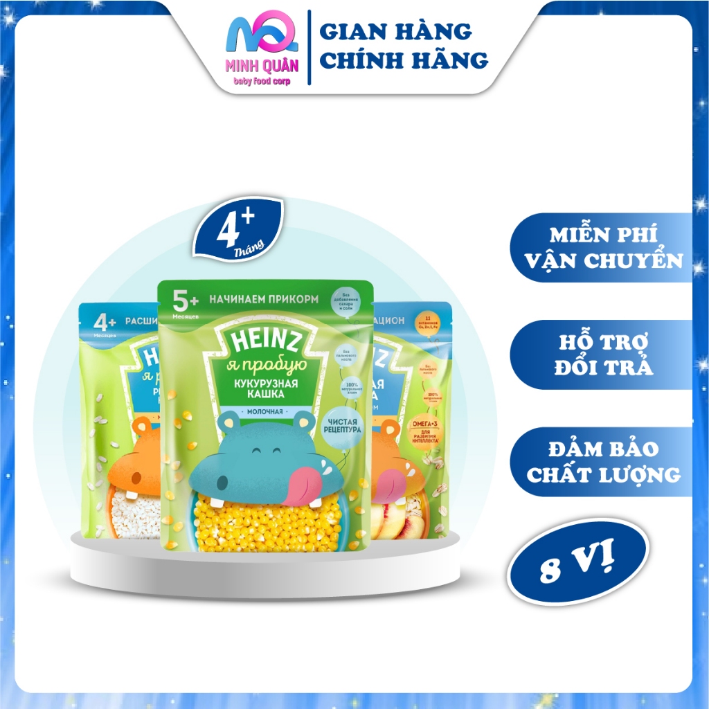 Bột Ăn Dặm Cho Bé Heinz Nga 8 Vị 4/5/6 M+, Bột Cho Bé Tập Ăn Dặm Đầy Đủ Chất