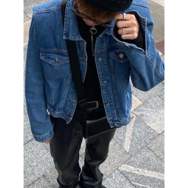 Áo Khoác Denim TENPO Form Crop có đệm vai AK03