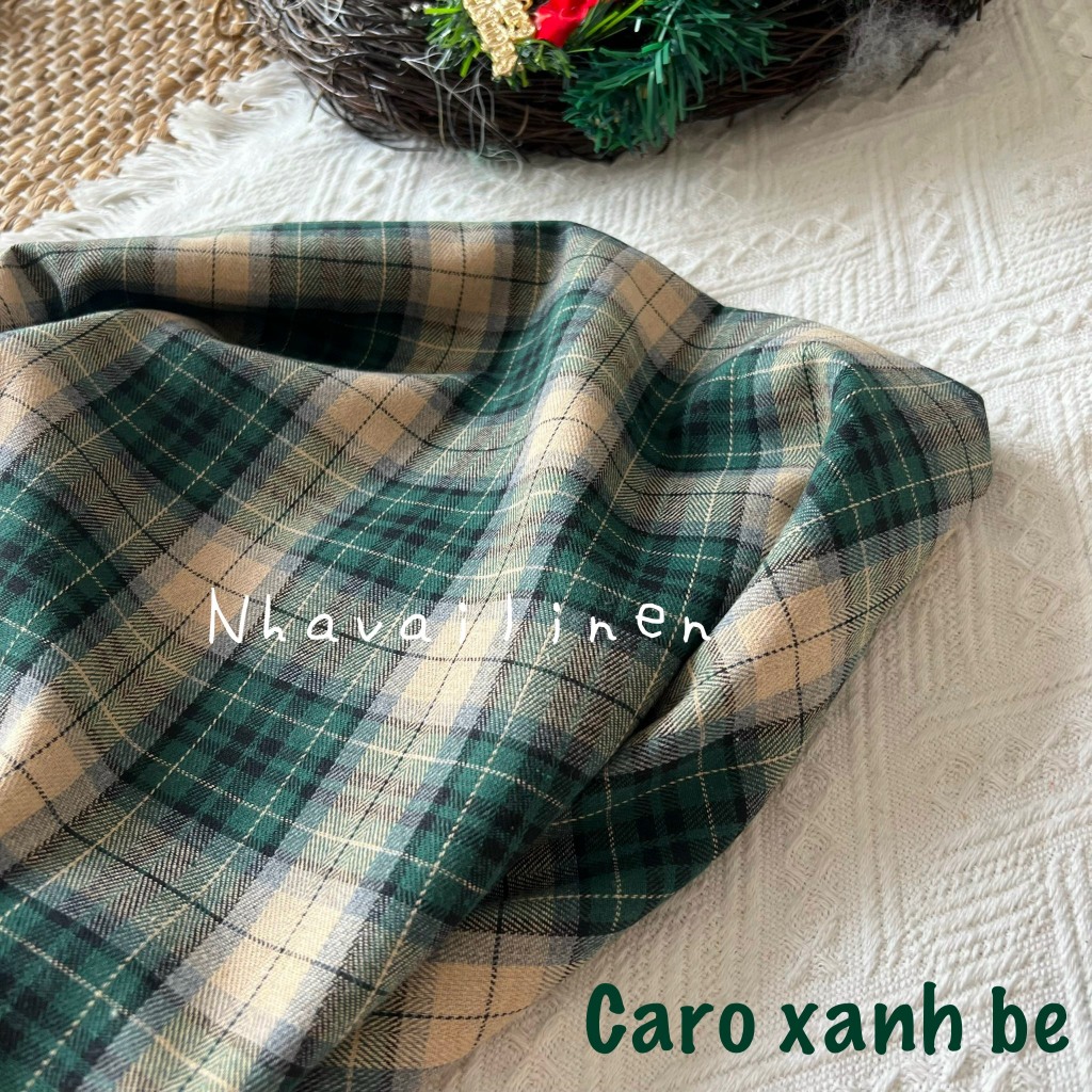 Vải Cotton Hoạ Tiết Caro Chất Liệu Cao Cấp Mềm Mại Thoáng Mát An Toàn Cho Da Nhạy - Nhà Vải Linen