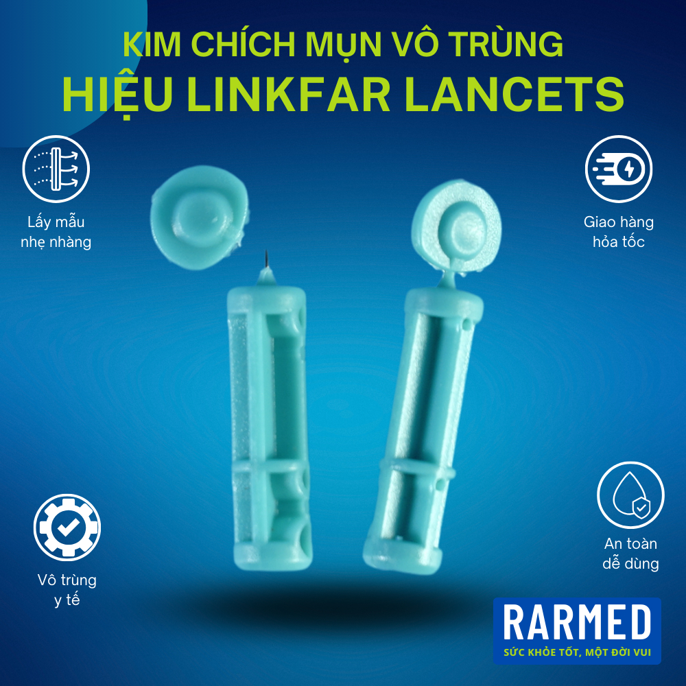 Kim chích mụn tiệt trùng không đau, kim nặn mụn y tế vô trùng dùng 1 lần Linkfar Lancets