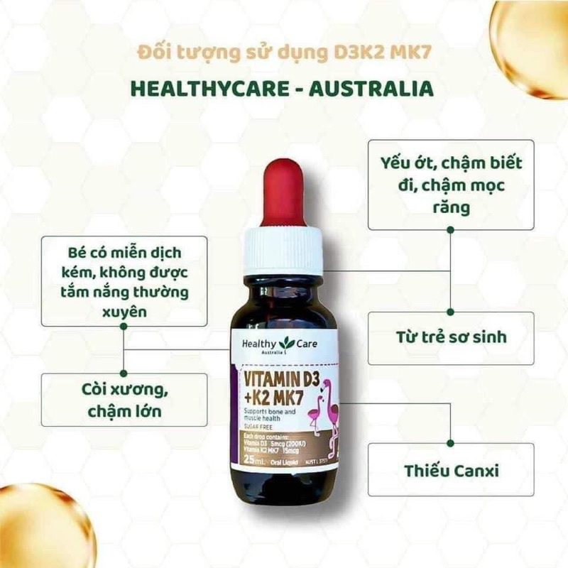 Vitamin D3+K2 Mk7 Healthy Care Úc 25ml