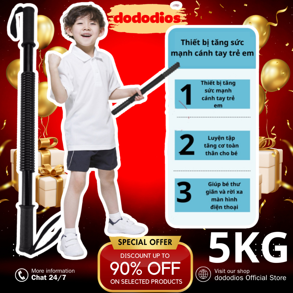 Thanh lò xo 10kg bẻ tập cơ tay cho trể em - Có phân loại 5kg, 7kg, 9kg, 10kg, 20kg - Hàng chính hãng dododios