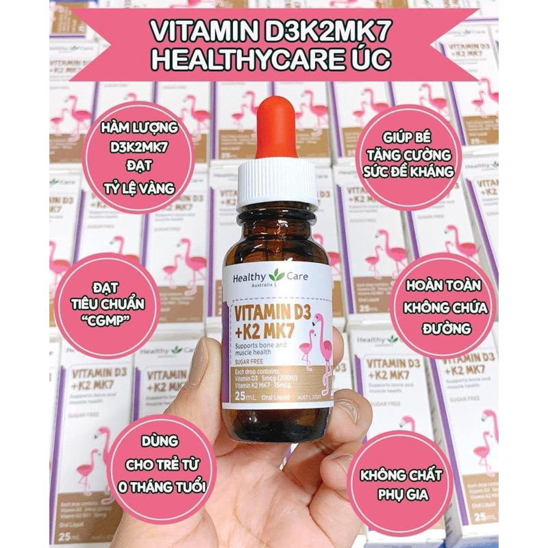 Vitamin D3+K2 Mk7 Healthy Care Úc 25ml