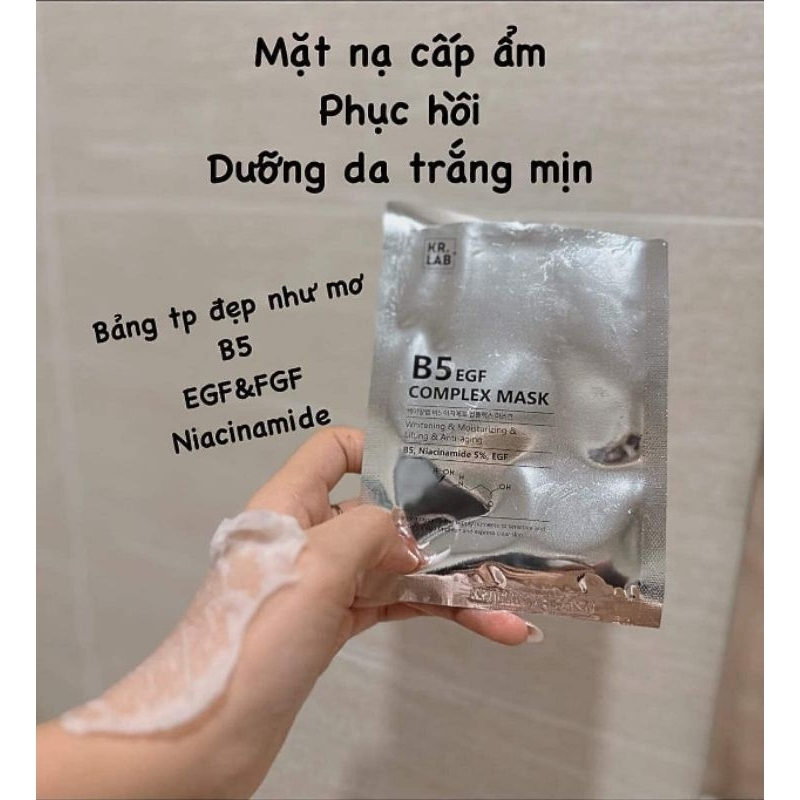 Mặt nạ B5 EGF KR.Lab phục hồi, cấp ẩm, sáng da, căng bóng