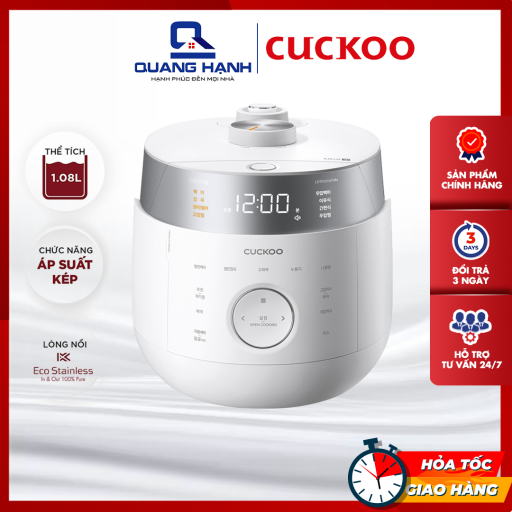 Nồi cơm áp suất cao tần Cuckoo CRP-LHTR1010F CRP-LHTR1010FW 1.8L [Hàng chính hãng]