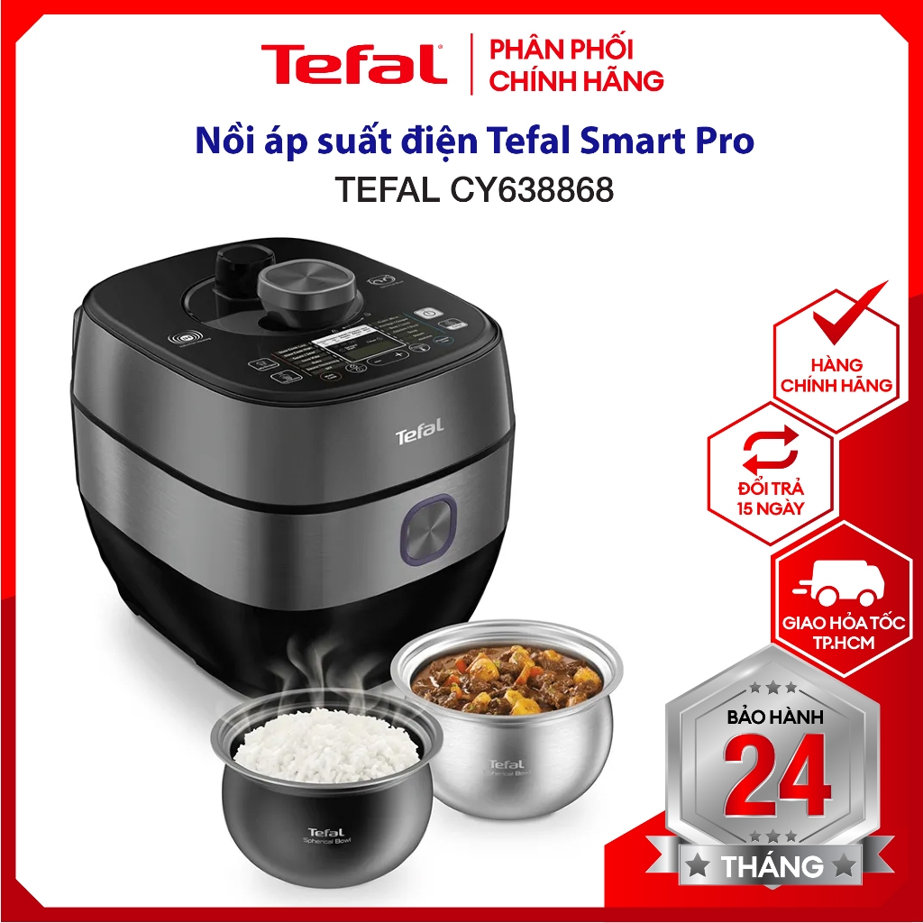 Nồi áp suất điện Tefal Smart Pro CY638868 5 lít - Hàng chính hãng, bảo hành 24 tháng