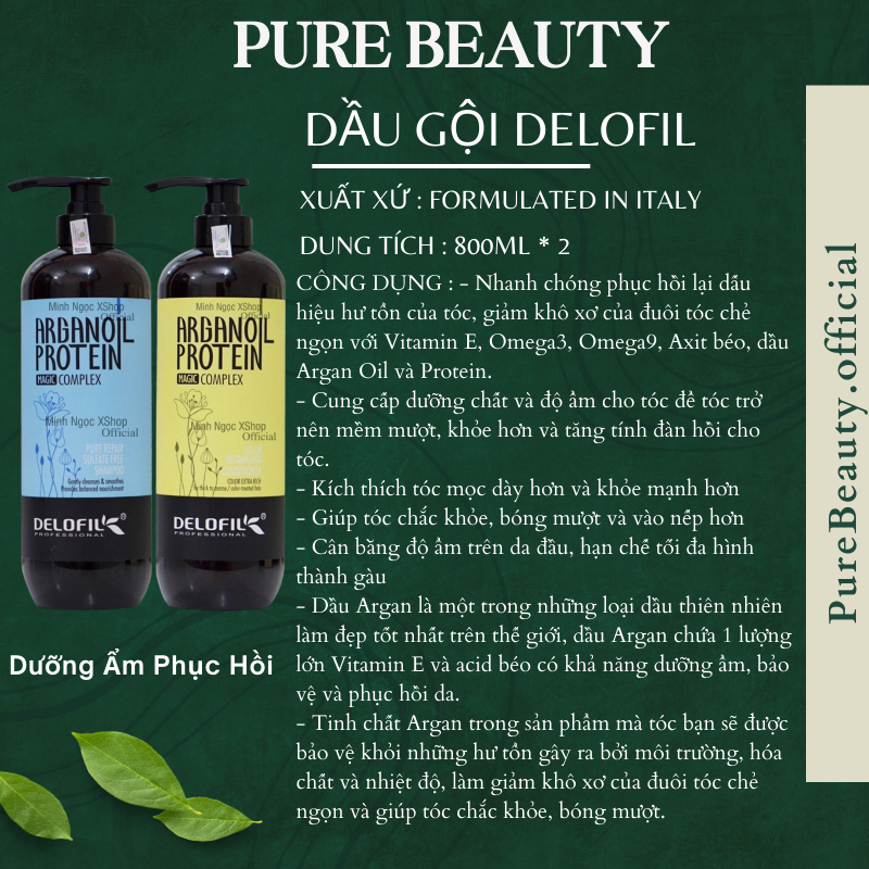 Dầu gội xả DELOFIL 800ML * 2 Kiềm dầu ngừa gàu phục hồi tái tạo cấu trúc tóc hư tổn siêu mềm mượt hương nước hoa