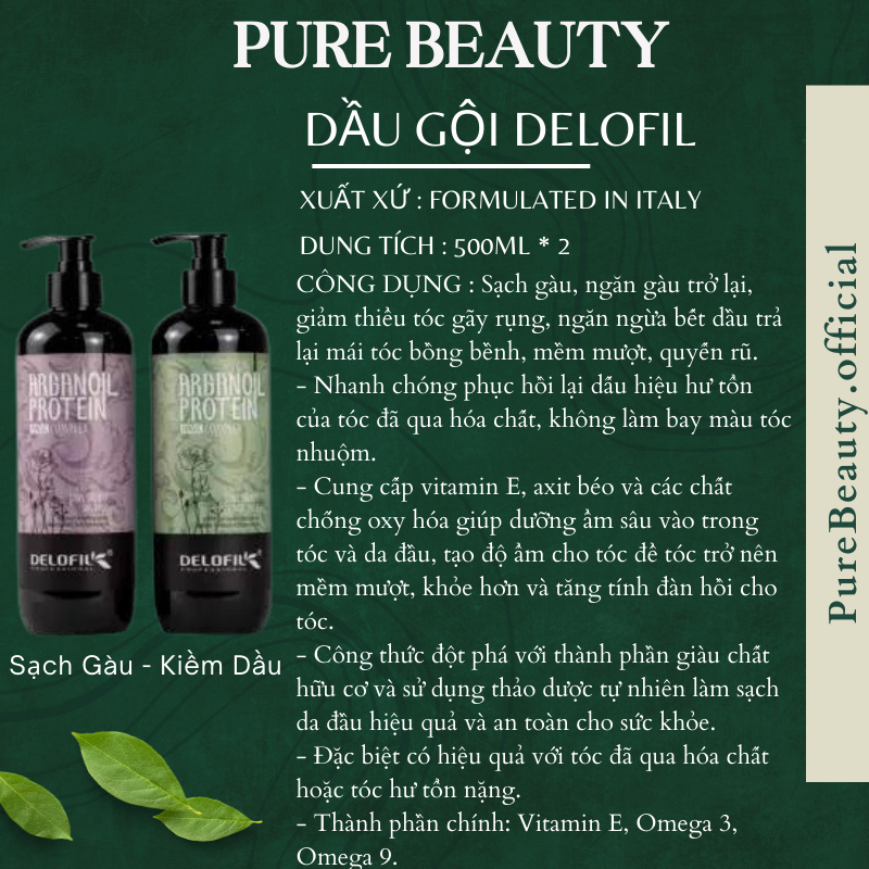 Dầu gội xả DELOFIL 800ML * 2 Kiềm dầu ngừa gàu phục hồi tái tạo cấu trúc tóc hư tổn siêu mềm mượt hương nước hoa