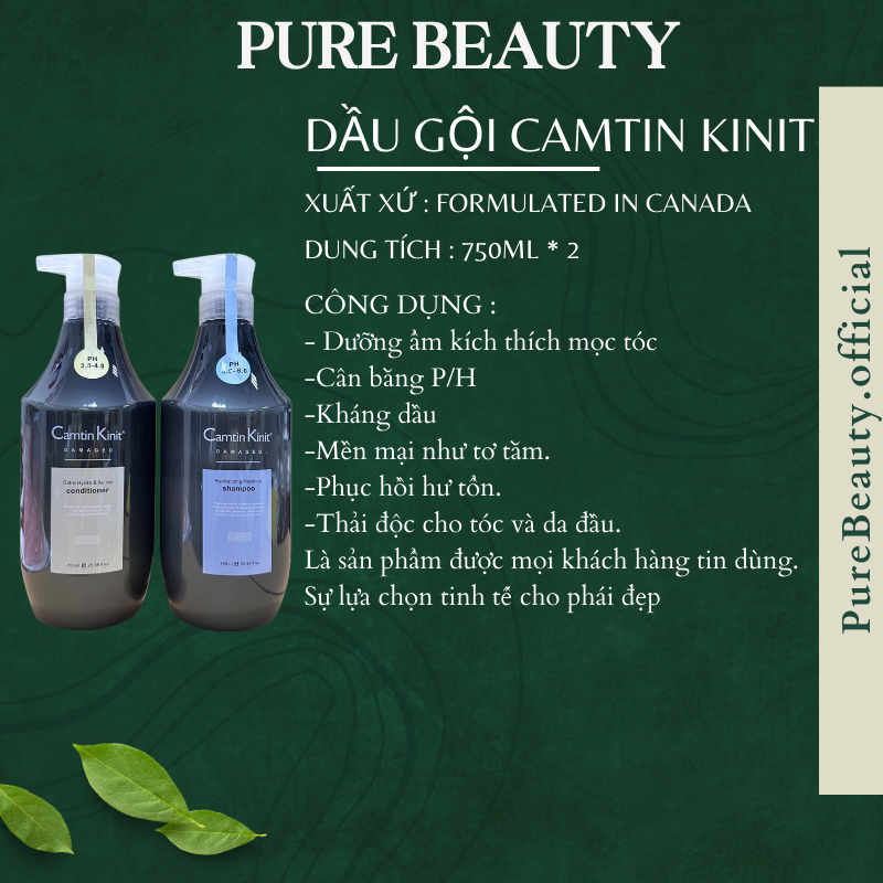 Dầu Gội Xả CAMTIN KINIT 500ML * 2 Kiềm Dầu Thải Độc Dưỡng Ẩm Phục Hồi Kích Thích Mọc Tóc Siêu Mượt