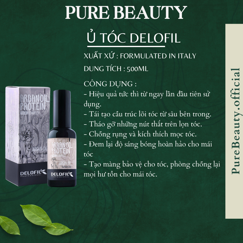 Kem ủ tóc DELOFIL COLLAGEN 500ML Cung cấp dưỡng chất phục hồi tái tạo sợi tóc khô xơ hư tổn chẻ ngọn siêu mượt