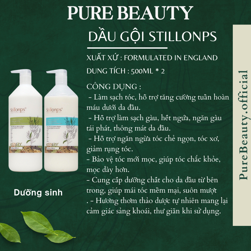 Dầu gội xả dưỡng sinh STILLONPS 1000ml * 2 kiềm dầu sạch gàu phục hồi tóc hư tổn hương thơm gây nhung nhớ siêu mượt