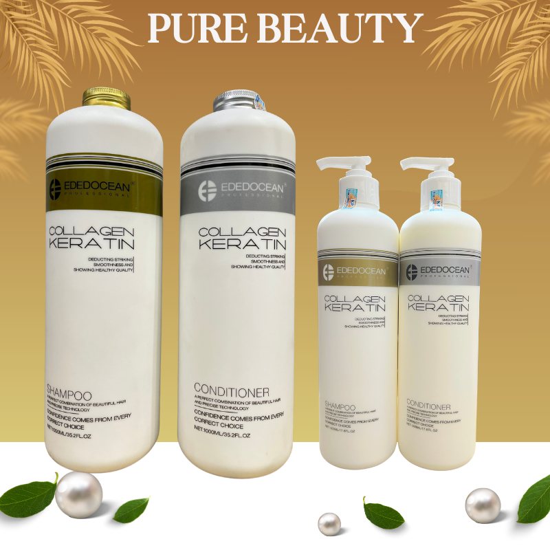 Dầu gội xả keratin EDEDOCEAN 1000ml * 2 kiềm dầu phục hồi tóc hư tổn kích thích mọc tóc siêu mềm mượt